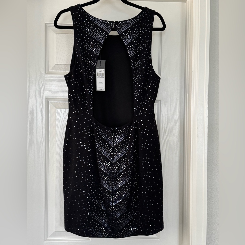BCBG Maxazria black evening/party/cocktail dress with open back, size M
